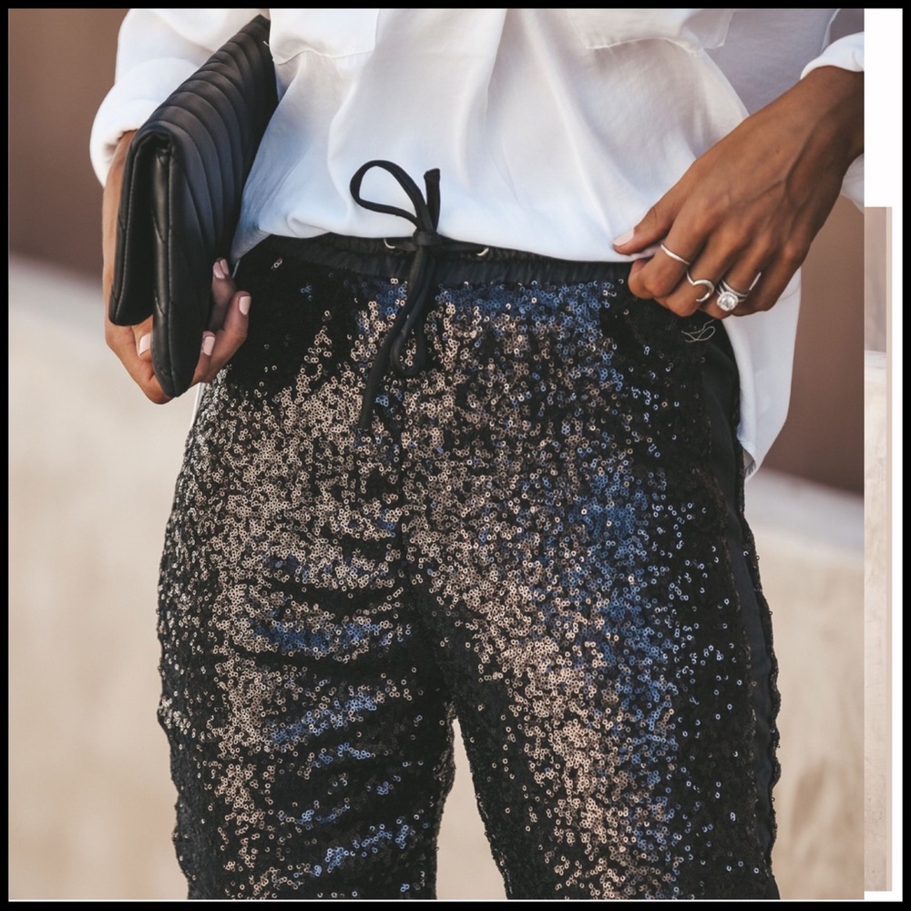 Satin & Sequin Joggers - Picture 4 of 5